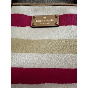 kate spade New York Pink Cream Striped Bondi Road Harmony Tote Shoulder Bag PT3